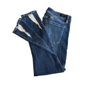 Liverpool Abby jeans blue denim high rise shredded hem Ankle Skinny  Sz 10/30